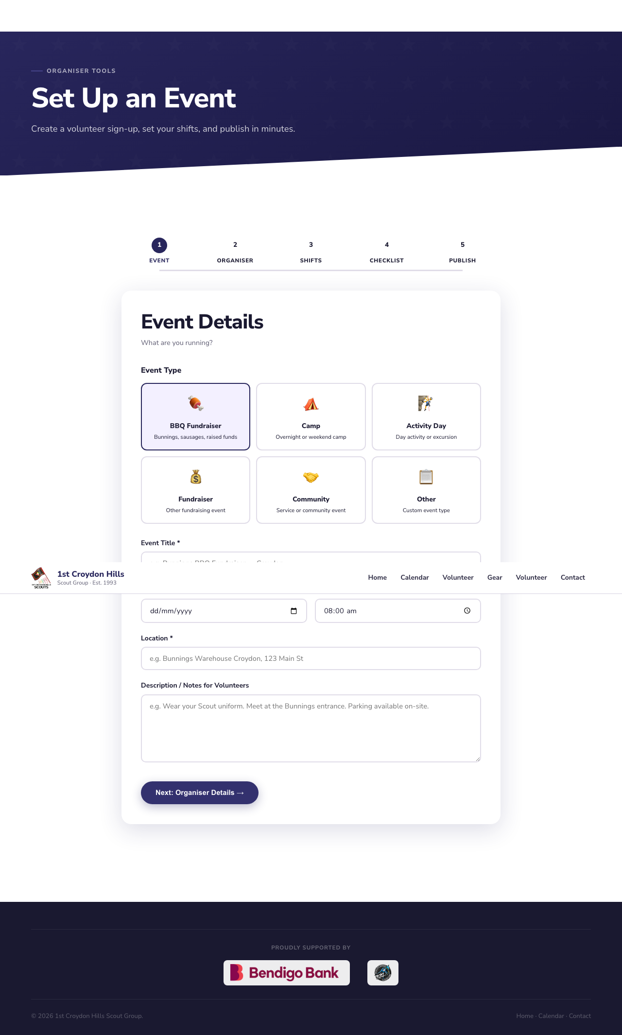 Adding shifts to the event